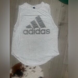 Adidas White Sleeveless Logo Tank Top